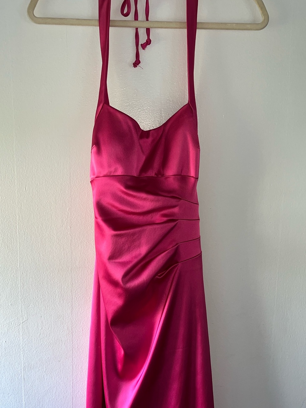 Vintage Cache Fuchsia Satin Halter Dress